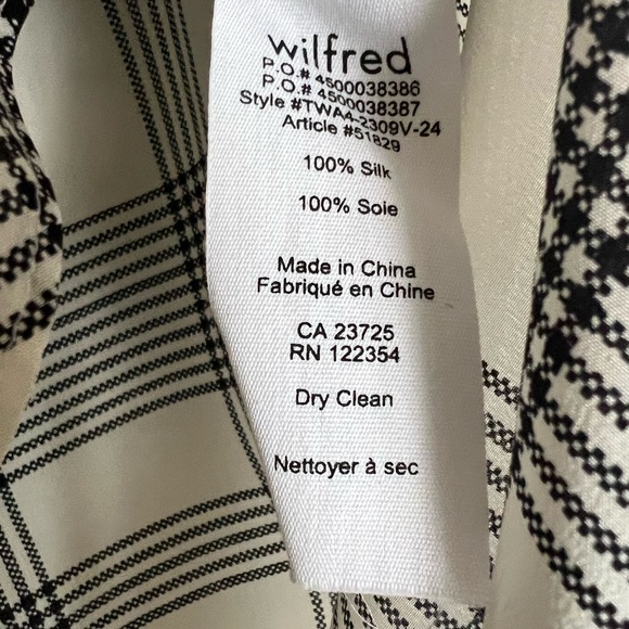Aritzia Wilfred 100% Silk Plaid Open Back Blouse Size M - Picture 4 of 4